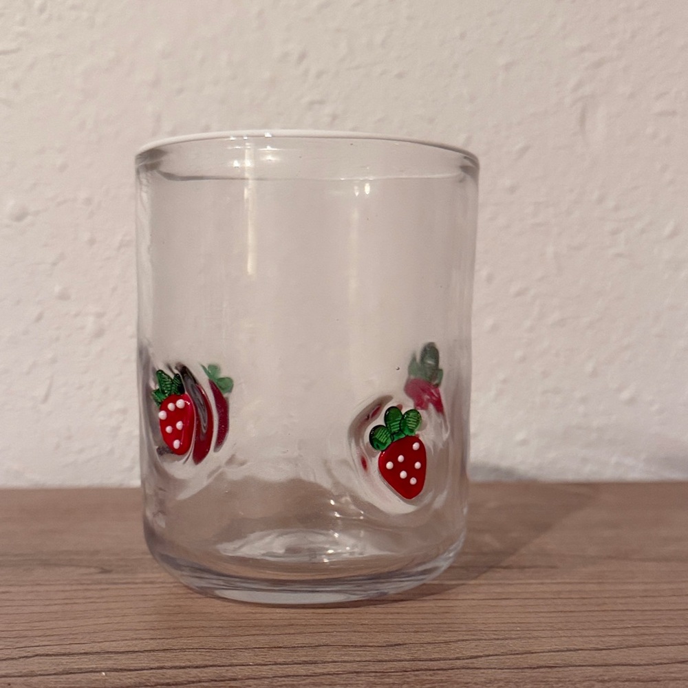 Anthropologie Icon Juice Glass Strawberries